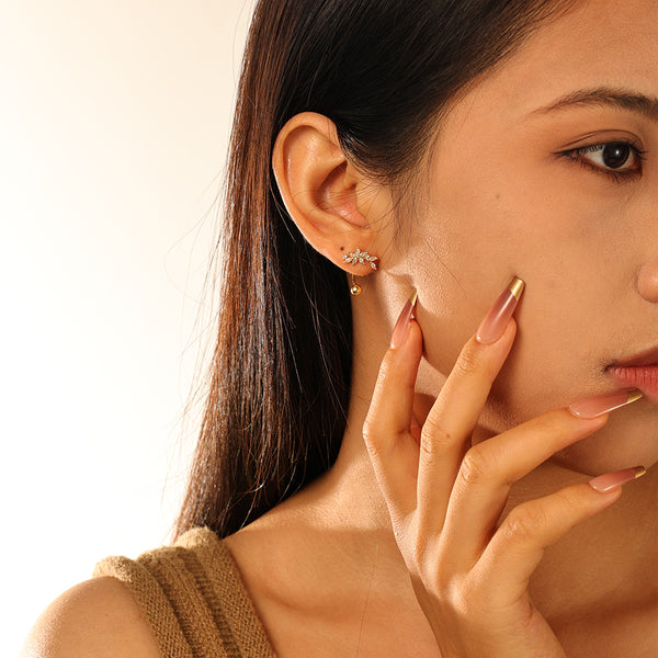 FE2801 925 Sterling Silver Screw Bead U Shaped Flower Earrings