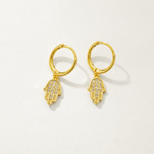 FE2719 925 Sterling Silver Hand Palm Dangle Earrings