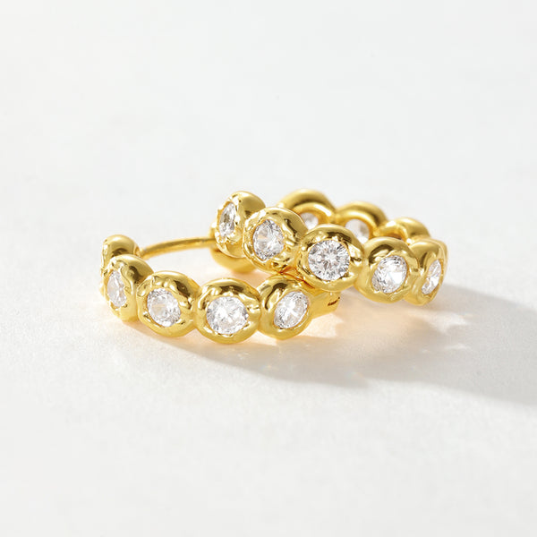 VFE0166 Vintage Bezel Setting Cubic Zirconia Hoops Earring