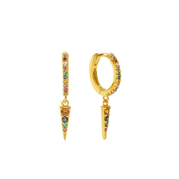 FE2957 925 Sterling Silver Pavé Colored Zirconia Cone Dangle Earrings