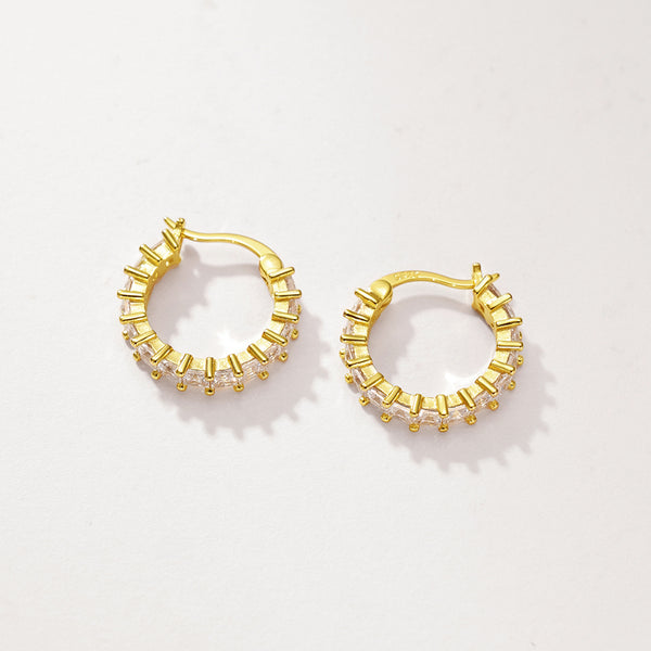 FE2933 925 Sterling Silver Luxury CZ Hoop Earring