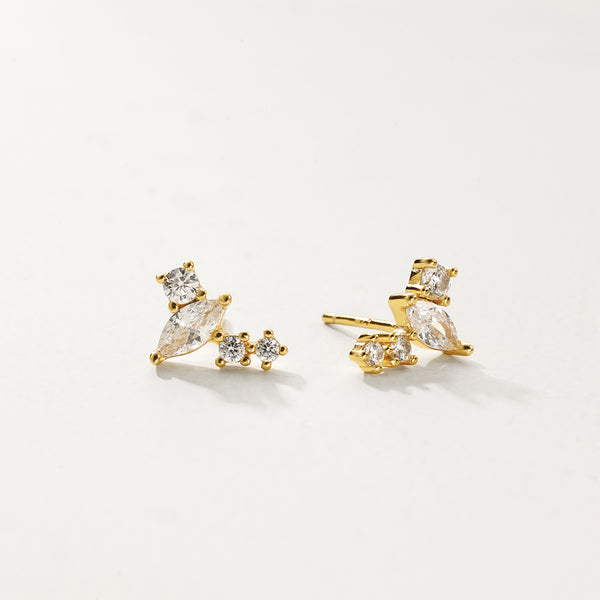 FE2882 925 Sterling Silver Crystal Climber Stud Earrings