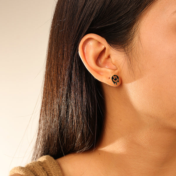 FE2775 925 Sterling Silver Colorful Enamel Melting Emiley Stud Earring