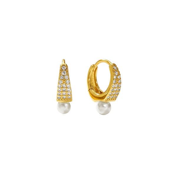FE2806 925 Sterling Silver Shell Pearl Hoop Earrings