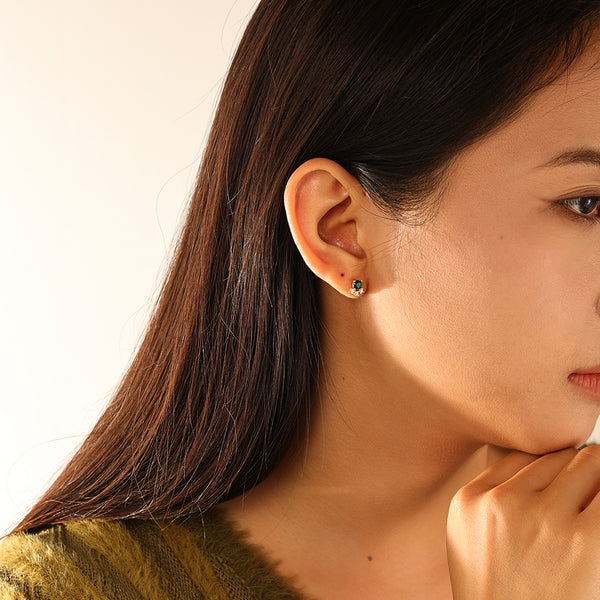 FE3187 Vintage Emerald Stud Earring