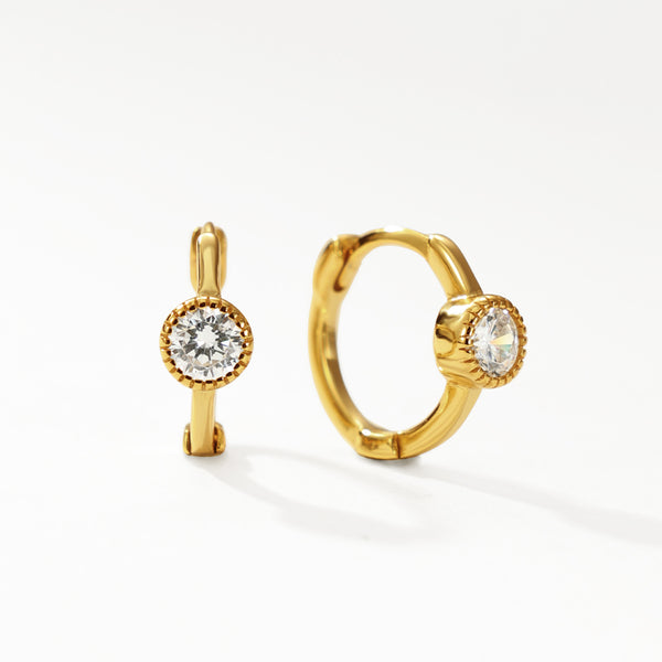 FE3167 Bezel Setting CZ Hoop Earring