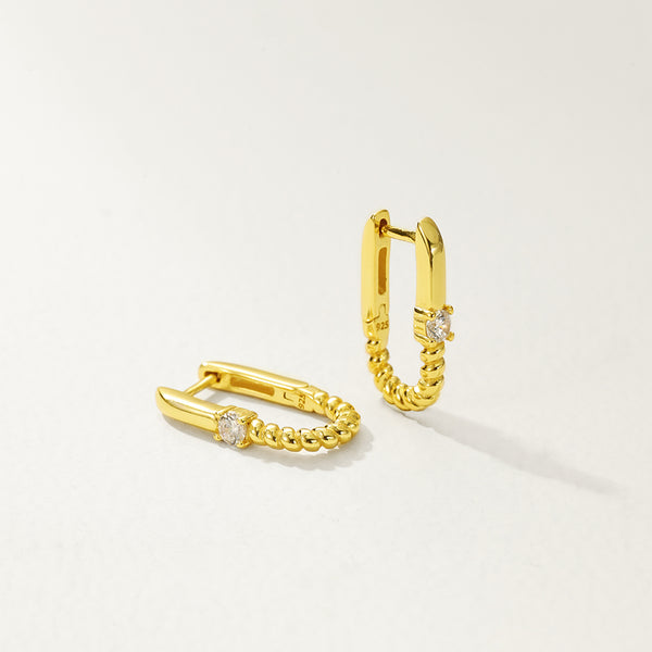 FE2861 925 Sterling Silver Zircon Twist Hoop Earring