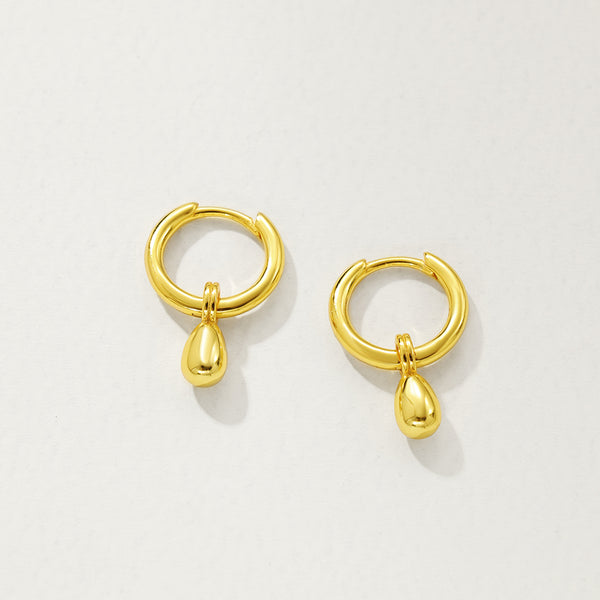 FE2898 925 Sterling Silver Bead Drop Hoop Earrings