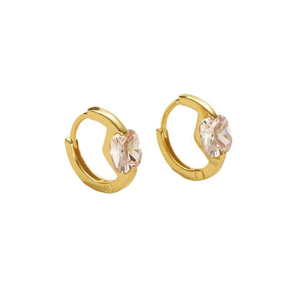 FE2743 925 Sterling Silver Square Colorful Zirconia Hoop Earring