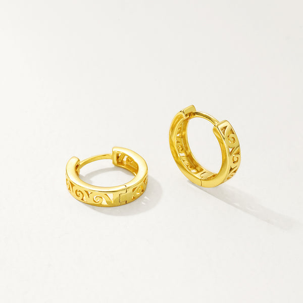 FE2857 925 Sterling Silver Simple Hollow Hoop Earrings