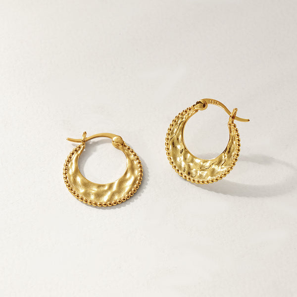 FE2906 925 Sterling Silver Texture Flat Hoop Earrings