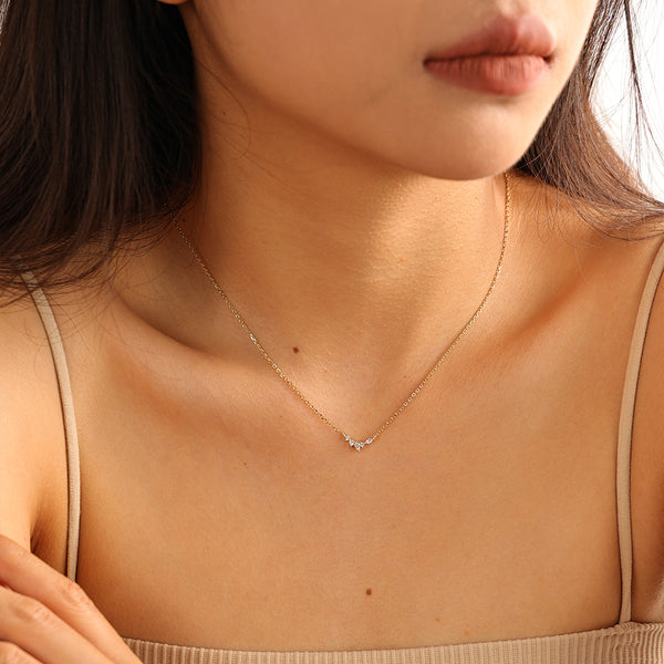 VFX0154 Marquise Waterdrop Round CZ Pendant Necklace