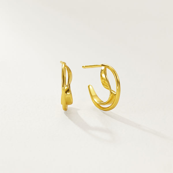 FE2890 925 Sterling Silver Simple Geometric Hoop Earrings