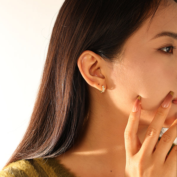 FE3117 Triple Heart Zirconia Hoop Earring