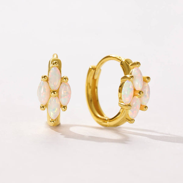 VFE0183 Marquise Opal Cubic Zirconia Stacked Hoop Earrings