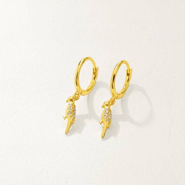 FE2725 925 Sterling Silver Woodpecker Dangle Earrings