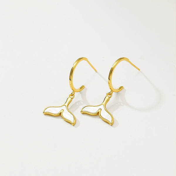 FE2721 925 Sterling Silver Dolphin Tail Dangle Earring