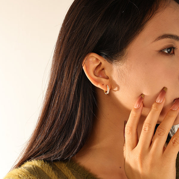 FE3195 Shell Pearl Hoop Earring