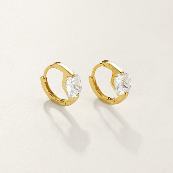 FE2743 925 Sterling Silver Square Colorful Zirconia Hoop Earring