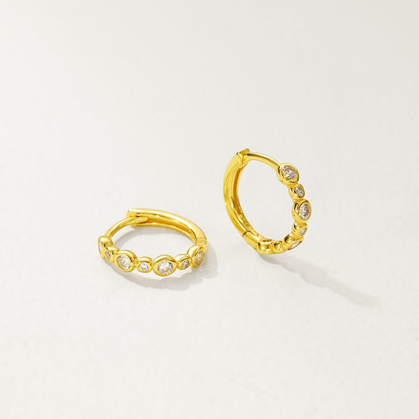 FE2867 925 Sterling Silver Zircon Pave Hoop Earrings