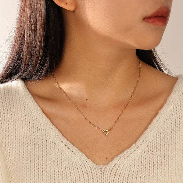 VFX0120 Double Interlocked Heart Necklace