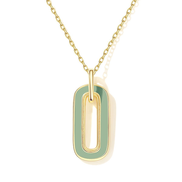 VFX0029 Oval Colorful Enamel Pendant Necklace