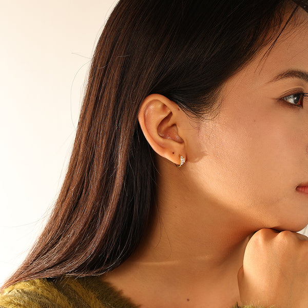 FE3171 Princess Zirconia Hoop Earring