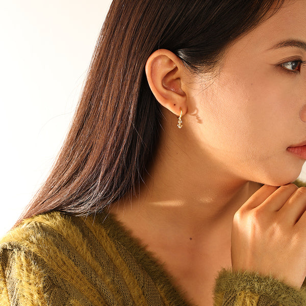 FE3176 CZ Anchor Dangle Hoop Earring