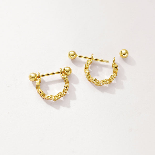 FE2922 925 Sterling Silver Wavy Screw Piercing Stud Earrings