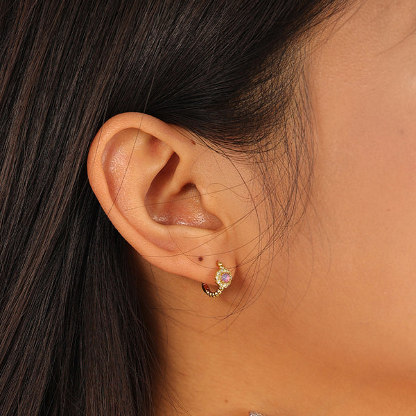 VFE0158 Colorful Opal CZ Hoop Earring