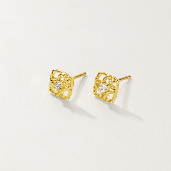 FE2868 925 Sterling Silver CZ Flower Stud Earrings