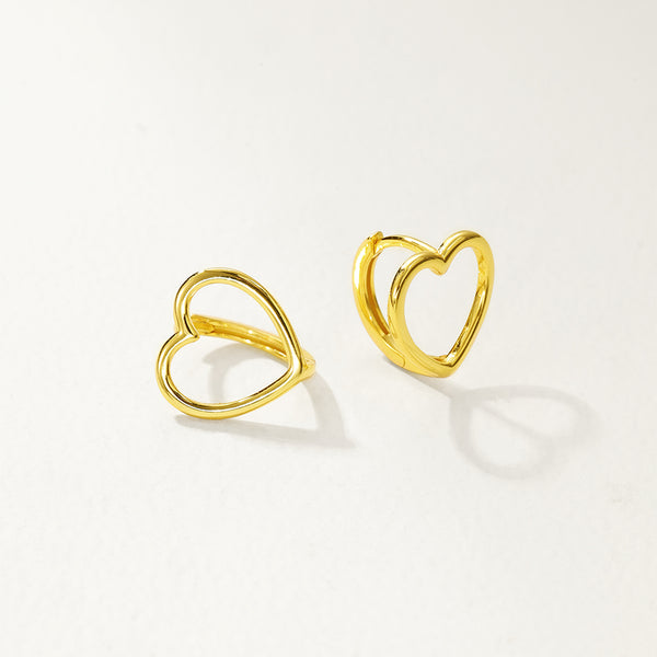 FE2901 925 Sterling Silver Hollow Heart Hoop Earrings