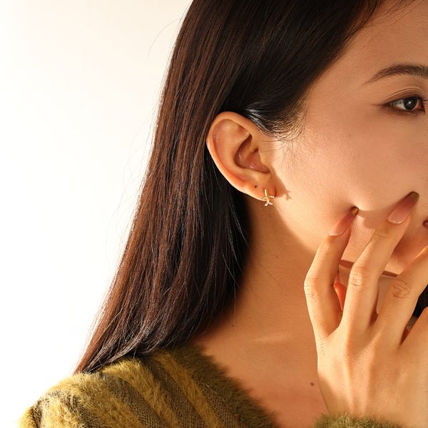 FE3152 Mini Aircraft CZ Stud Earring