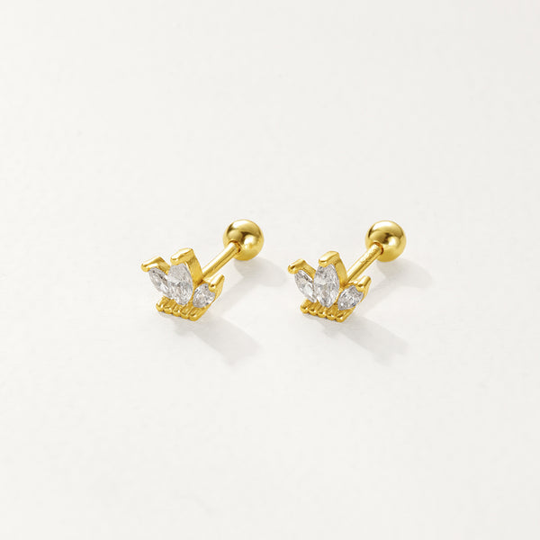 FE2764 925 Sterling Silver Crown Screw Earrings