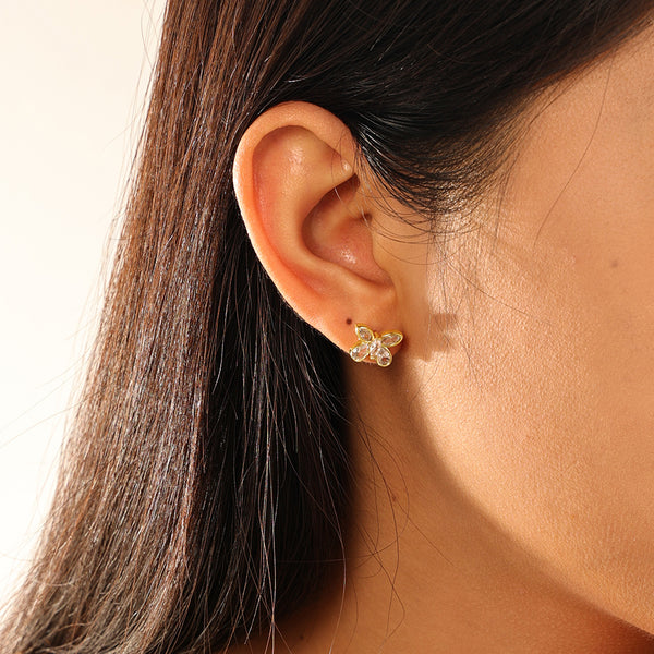 VFE0050 Cubic Zirconia Butterfly Stud Earrings