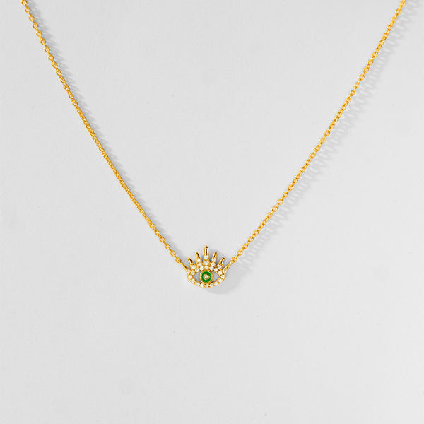 FX1176 925 Sterling Silver Pave Zircon Evil Eye Pendant Necklace