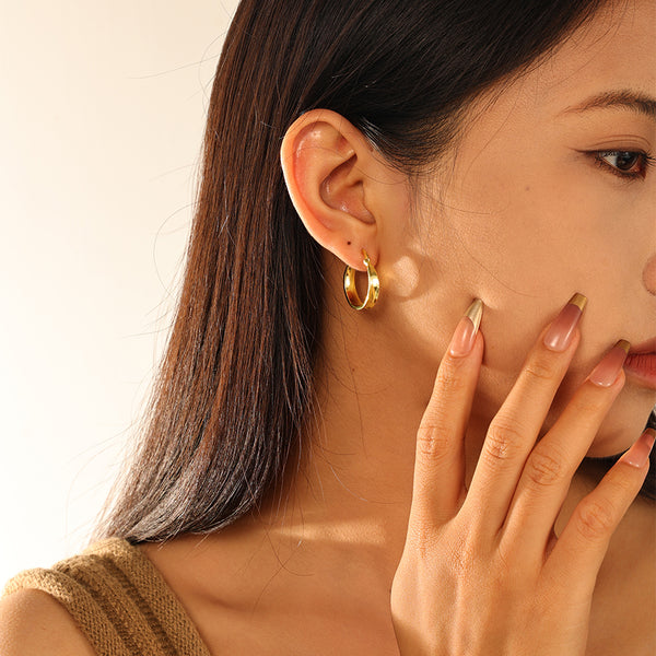 VFE0067 High Polish Wide Hoop Earrings