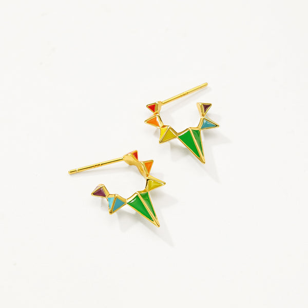 FE2918 925 Sterling Silver Colorful Enamel Rivets Hoop Earring