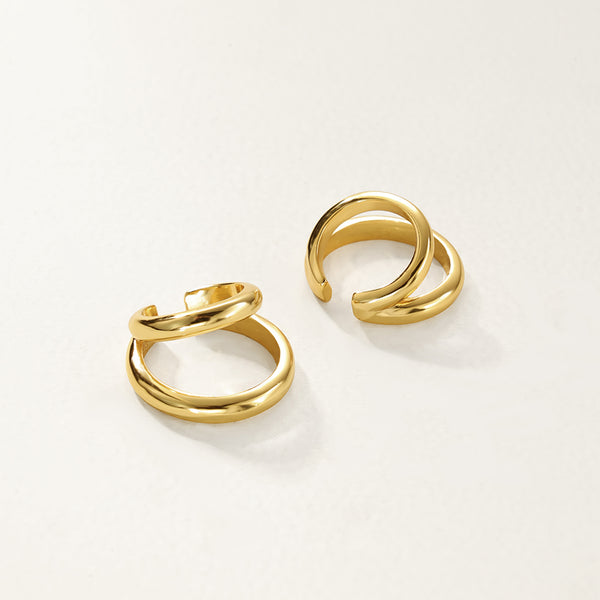 FE2792 925 Sterling Silver Double Circle Ear Cuff