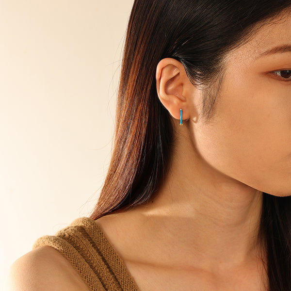 FE2893 925 Sterling Silver Simple Enamel Hoop Earrings