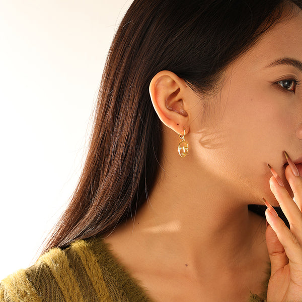 FE3135 Women Face Dangle Hoop Earring