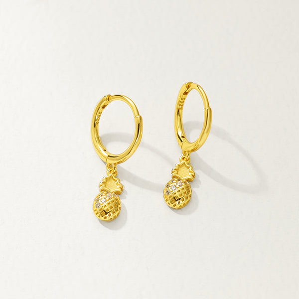 FE2731 925 Sterling Silver Cubic Zirconia Pineapple Dangle Earrings