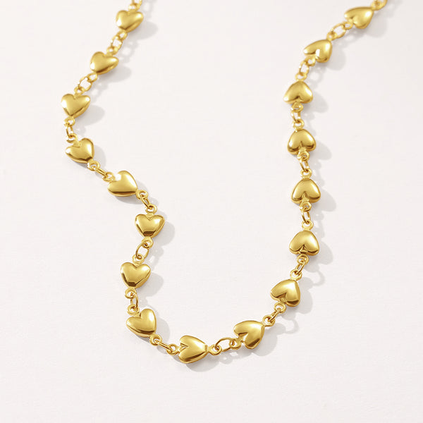 Puff Heart Link Chain Necklace