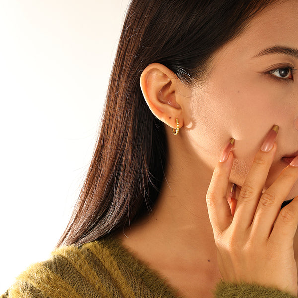 FE3146 Bead Women Hoop Earring