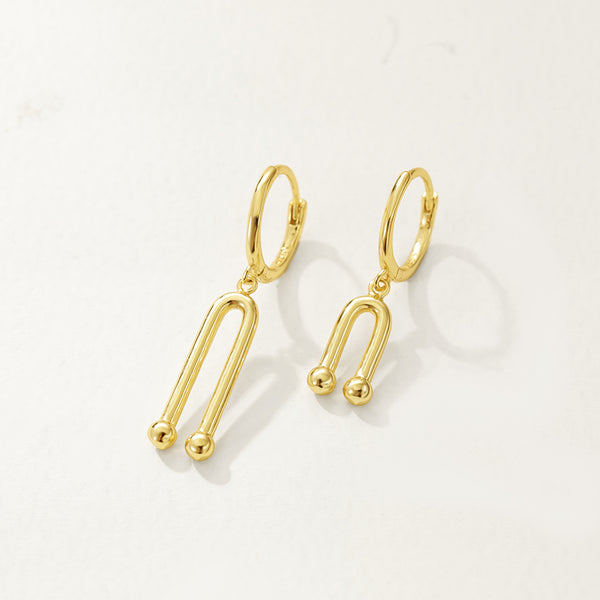 FE2711 925 Sterling Silver Asymmetric Geometric Hoop Earrings