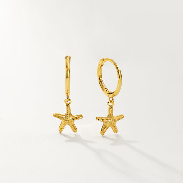 FE2810 925 Sterling Silver Starfish Dangle Earrings