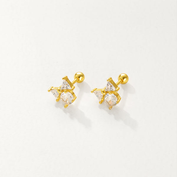 FE2763 925 Sterling Silver Bow Screw Stud Earrings