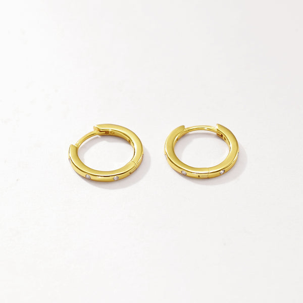 FE2954 925 Sterling Silver Simple Zircon Hoop Earrings