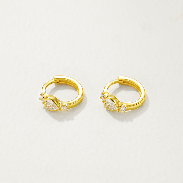 FE2874 925 Sterling Silver Heart Cubic Zircon Hoop Earrings