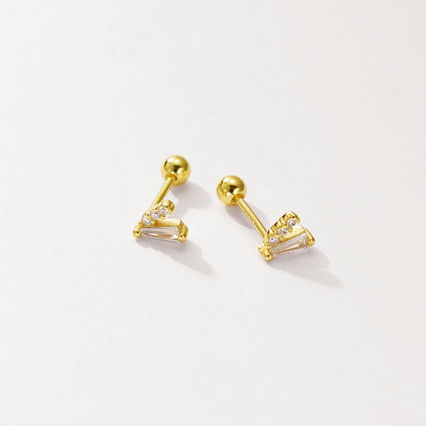 FE2928 925 Sterling Silver V-shaped Screw Piercing Stud Earrings